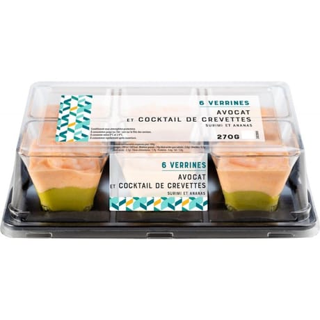 Verrines avocat cocktail crevettes, 6x45g