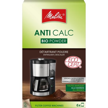 Melitta détartrant Anti Calc Bio Powder pour cafetières filtres poudre 6X20g 21773