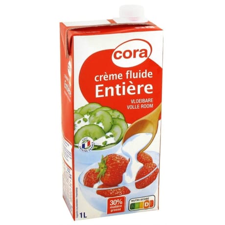 Cora crème entière fluide uht 30% mg 1l