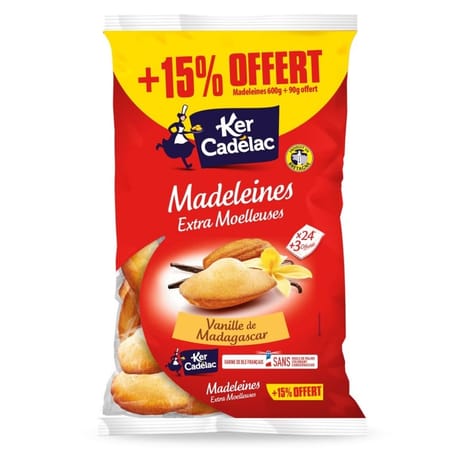 Ker Cadelac madeleines extra moelleuses vanille de madagascar 600g + 15% offert