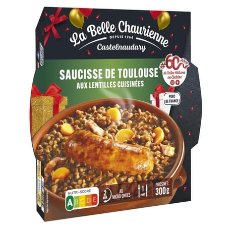 La belle chaurienne saucisse de toulouse aux lentilles cuisinées 300g