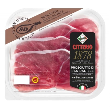 Citterio 1878 jambon cru san daniele sans gluten,sans conservateurs mini 6 tranches 80g