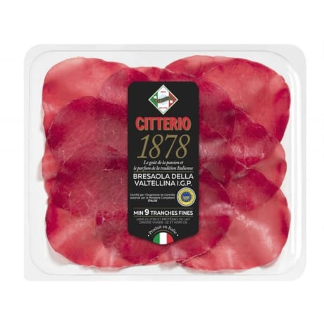 Citterio bresaola 1878  i.g.p sans gluten et protéines de lait mini 9 tranches 80g