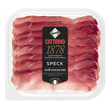 Citterio speck 1878 sans gluten et proteines de lait mini 8 tranches 80g