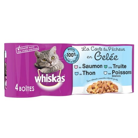 Whiskas pâtée pour chat aux poissons 4x390g