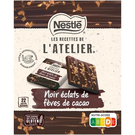 Nestlé L'atelier carrés noir fèves de cacao 192g