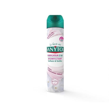 Sanytol purificateur air désinfectant surfaces fraicheur fleurs blanches 300ml