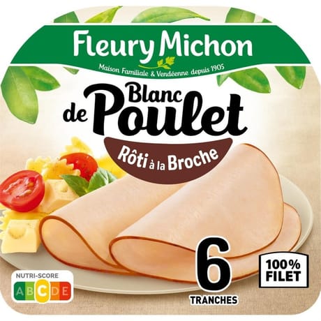 Fleury Michon blanc de poulet à la broche 6 tranches fines 180g