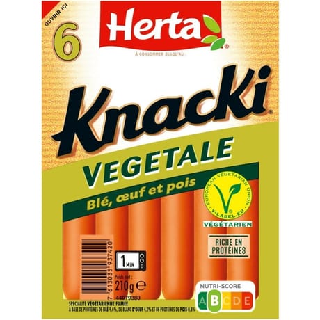 Herta knacki végetale blé et pois x6 210g