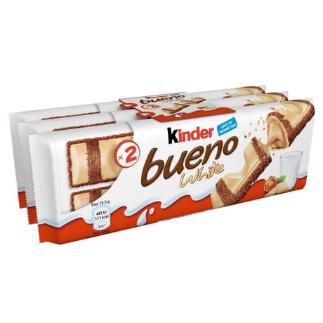 Kinder bueno white gaufrettes enrobees de chocolat blanc 3x2 barres
