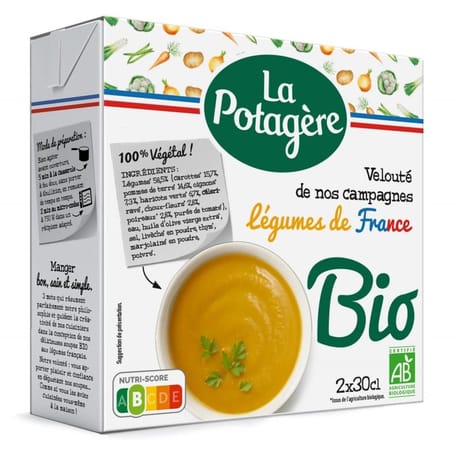 La potagère velouté legumes de nos campagnes bio 2x30cl 600g