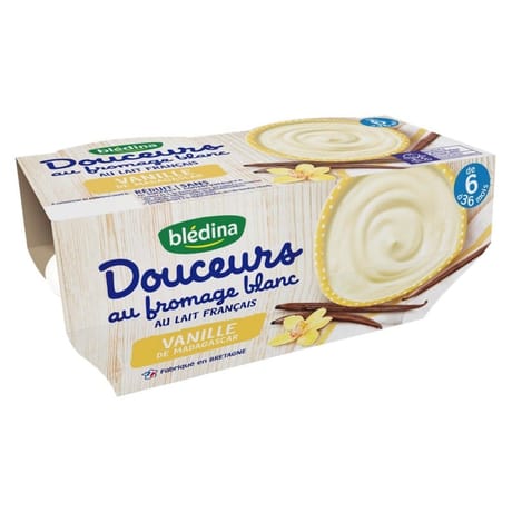 Bledina douceur au fromage blanc vanille de Madagascar 4x100g des 6 mois