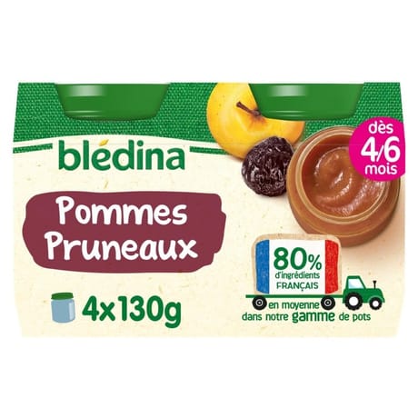 Bledina pots pommes pruneaux 4x130g