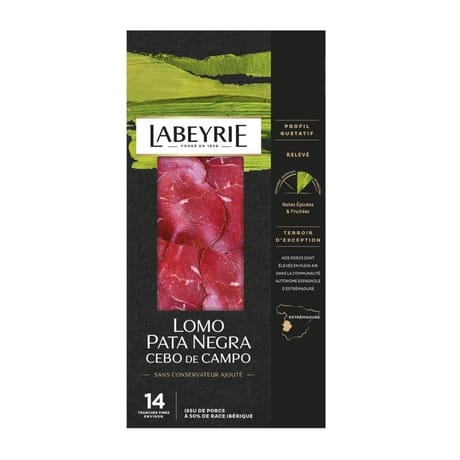 Labeyrie lomo pata negra cebo de campo 20 tranches fines environ 50g
