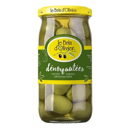 Brin d'olivier olives vertes dénoyautées bocal 160g