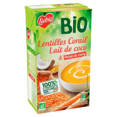 Liebig lentille corail coco & pointe de curry 1030g bio