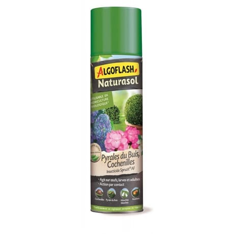 Algoflash naturasol cochenilles, pyrales du buis, papillons du géranium & acariens aérosol 400 ml