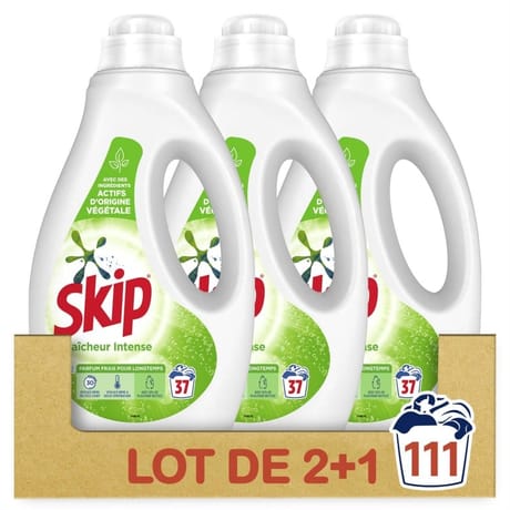 Skip lessive liquide fraîcheur intense 3x37 lavages 4.995l