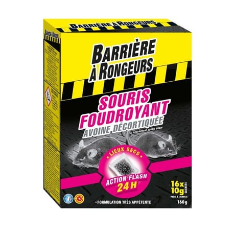 Barriere à rongeurs souris appât sur céréales 160 g