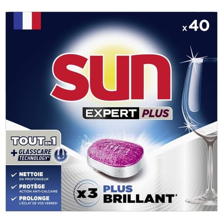 Sun tablettes lave-vaisselle tout en 1 expert plus brillance 40 lavages 0.7kg