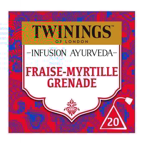 Twinings infusion ayurveda fraise myrtille grenade x20 -32g