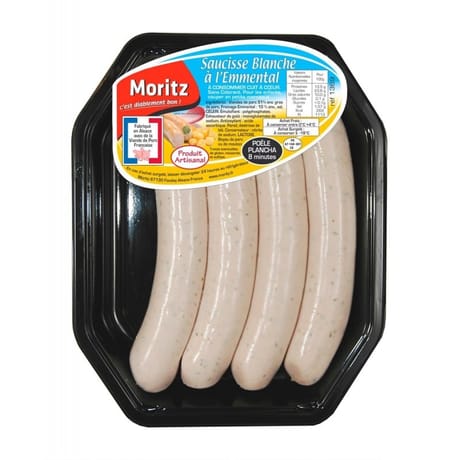 Saucisses blanches emmental x4 400G MORITZ