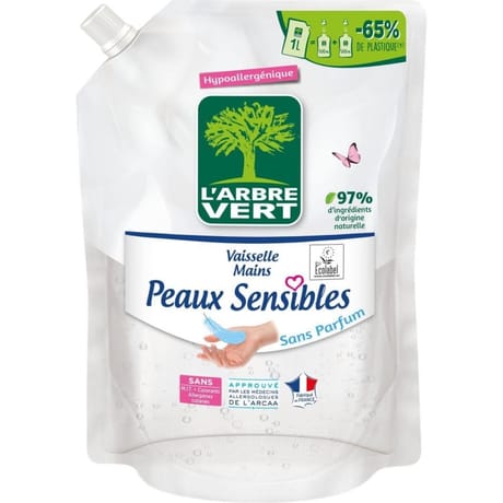 L'arbre vert recharge vaisselle mains sensibles 1l