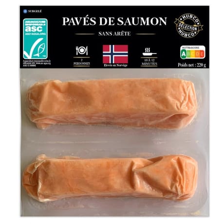 Pavés de saumon atlantique sans peau sans arête 220g