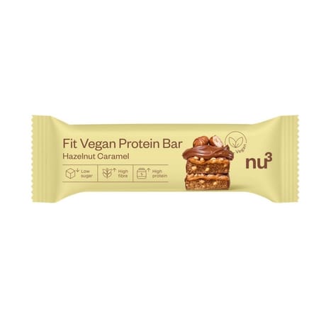 Nu3 fit vegan protein bar noisettes caramel 50g