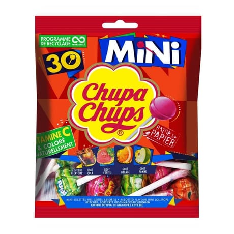 Chupa Chups 30 mini sucettes fruits sachet de 180g