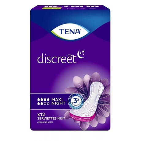 Tena lady serviettes incontinence maxi night x12