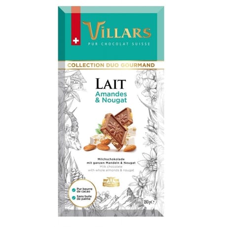 Villars tablette lait amandes nougat 180g