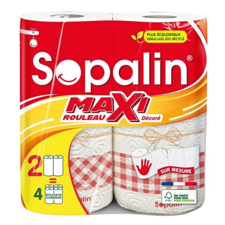 Sopalin essuie-tout sur mesure décoré 2=4 rouleaux