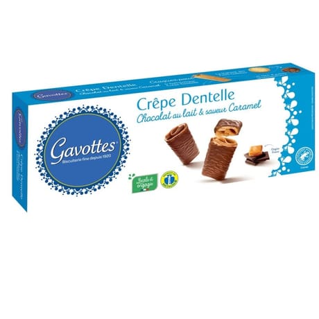 Gavottes crêpe dentelle au chocolat au lait et caramel 90g