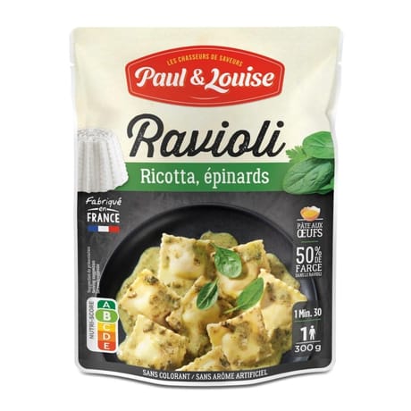 Paul et louise - sachet ravioli ricotta epinards 300g