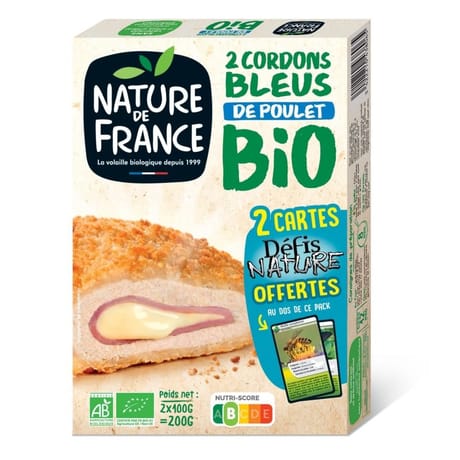 Nature de France cordon bleu bio emmental x2 200g