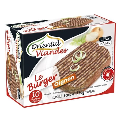 Oriental Viandes le burger de boeuf oignon halal 10x75g