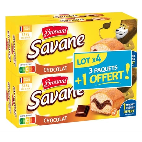 Brossard lot de 3 savane pocket x7 chocolat + 1 offert 840g