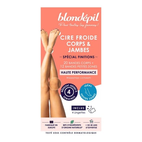 Blondepil cire froide haute performance corps et finitions 20+12 bandes