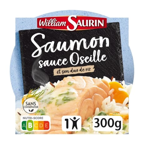 William saurin saumon sauce oseille et son riz pilaf - assiette micro-ondes 300g