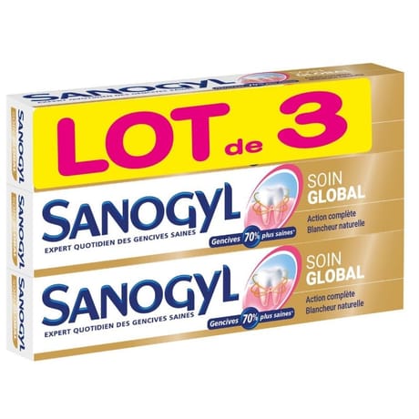 Sanogyl dentifrice soin global+ blancheur 3x75ml