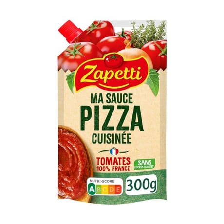 Zapetti ma sauce pizza cuisinée - tomates 100% france - la poche de 300g