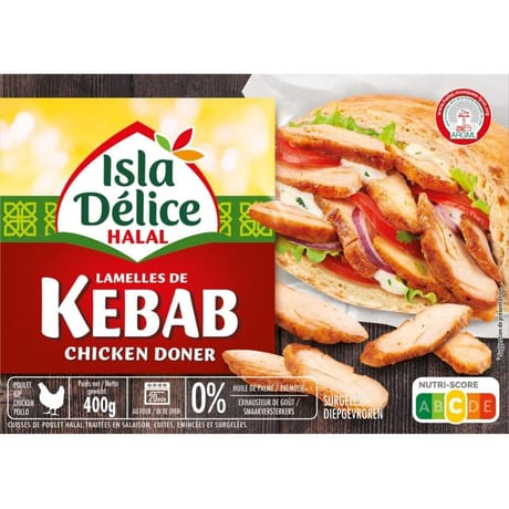 Isla Délice spécial kébab de volaille lamelles marinées et braisées halal 400g