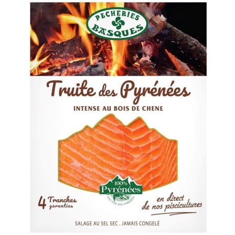 Pêcheries basque truite fumée des pyrénées fumage intense au bois de chêne 120g