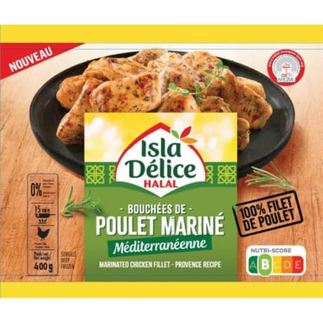 ISla Délice bouchées de poulet mariné méditerranéenne halal 400g
