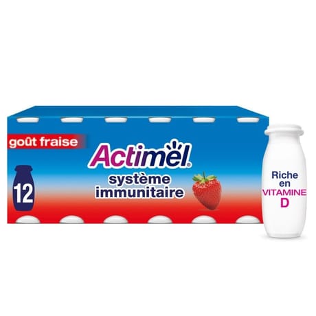 Actimel lait fermenté à boire goût fraise 12x100g