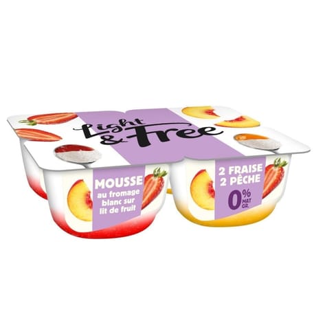 Light & Free mousse lit pêche fraise 4x115g