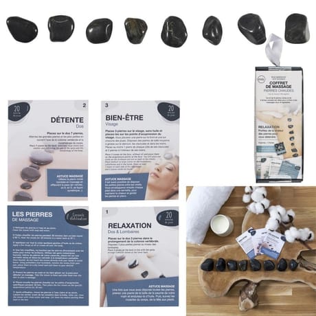 Coffret 8 pierres chaudes avec cartes