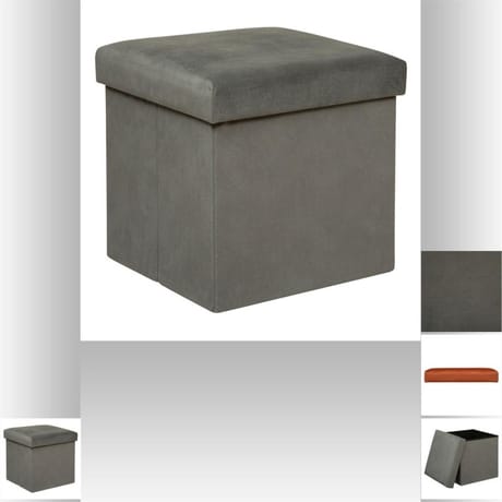 Coffre pouf pliable lilou gris