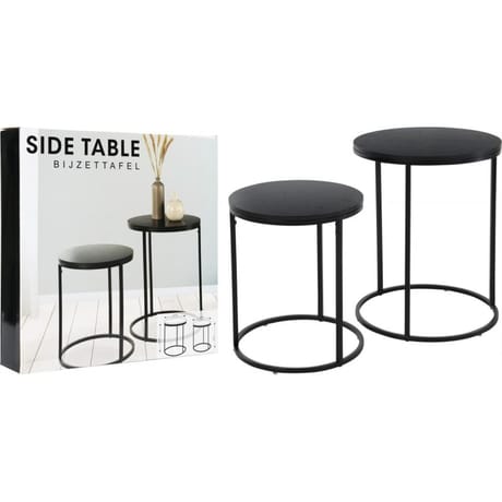 Set 2 tables gigogne ronde noir